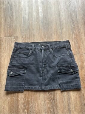 Denim Forum Black Cargo Denim Mini Skirt